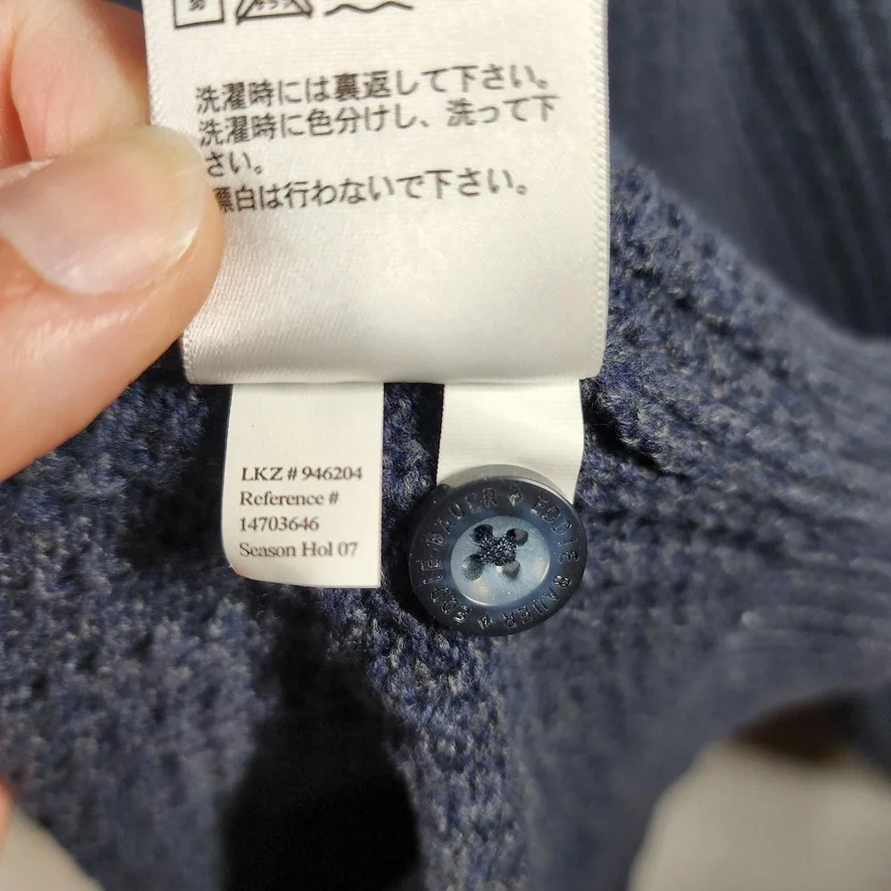 Eddie Bauer Mens Henley Pullover Sweater XL Blue 100% Cotton Knit Chunky Y2K - Picture 5 of 7